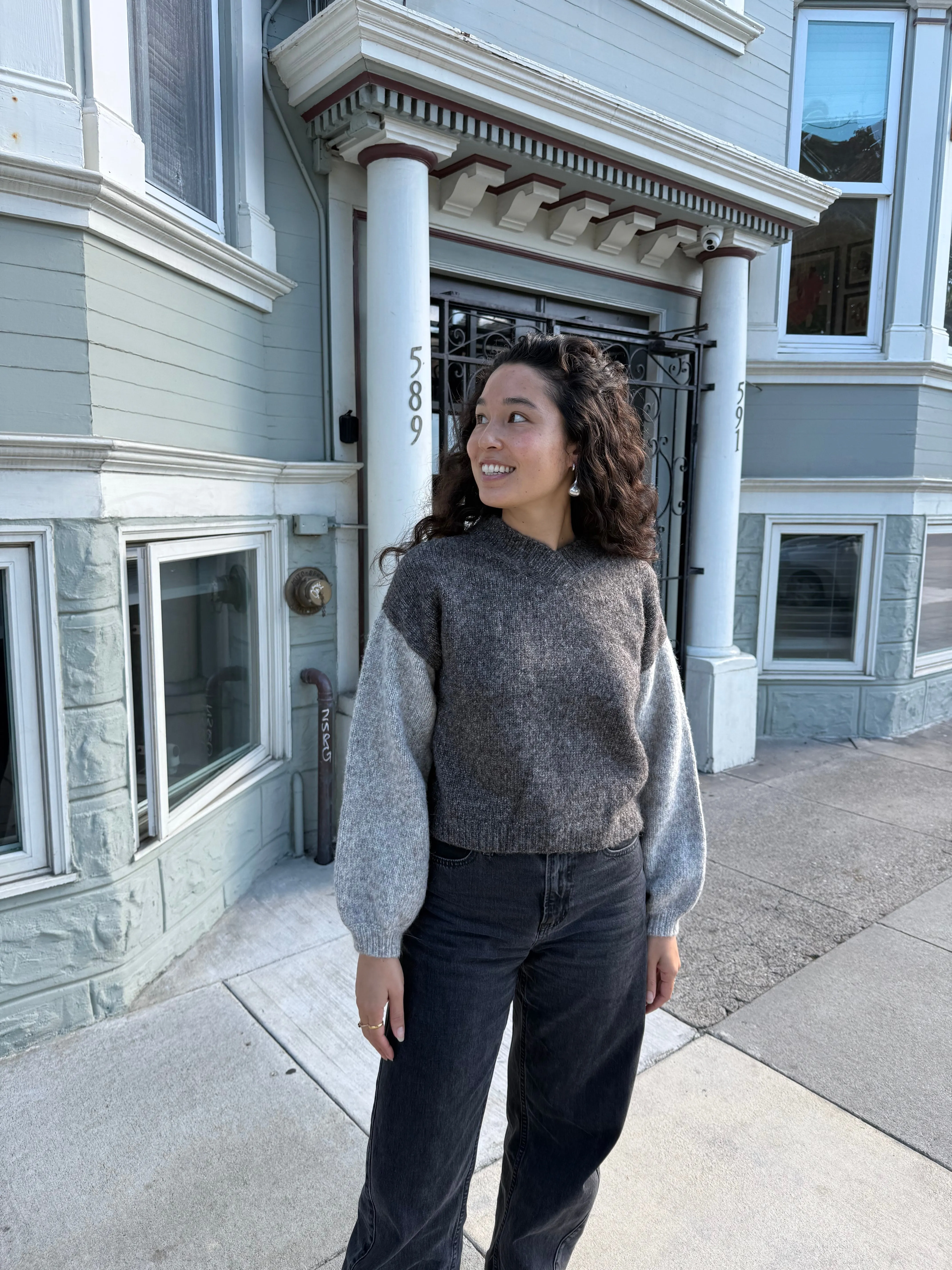 Hand-loomed Grey & Charcoal Félix Sweater, Undyed Alpaca sold by Happy French Gang product image thumbnail 5