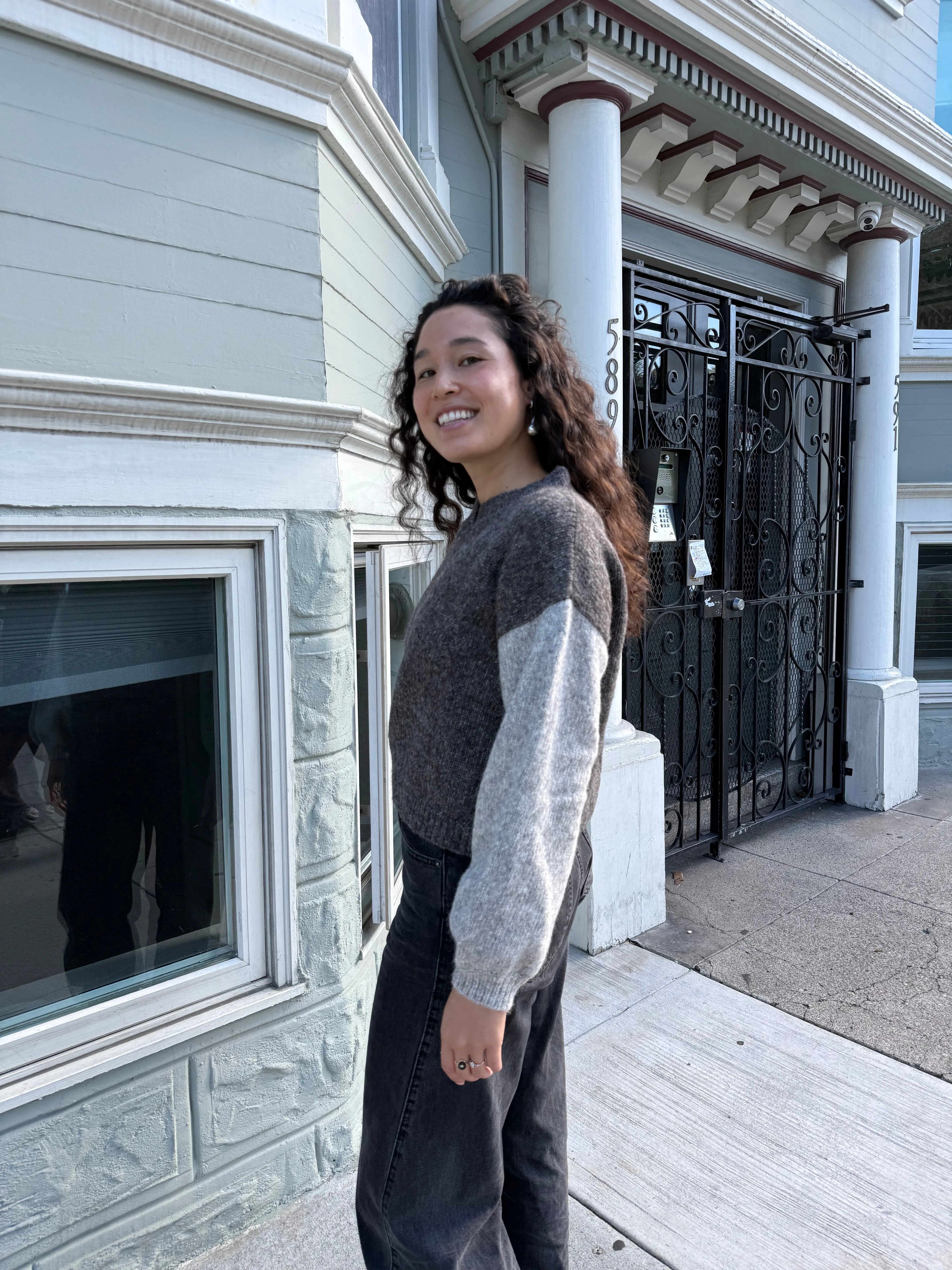 Hand-loomed Grey & Charcoal Félix Sweater, Undyed Alpaca sold by Happy French Gang product image thumbnail 3