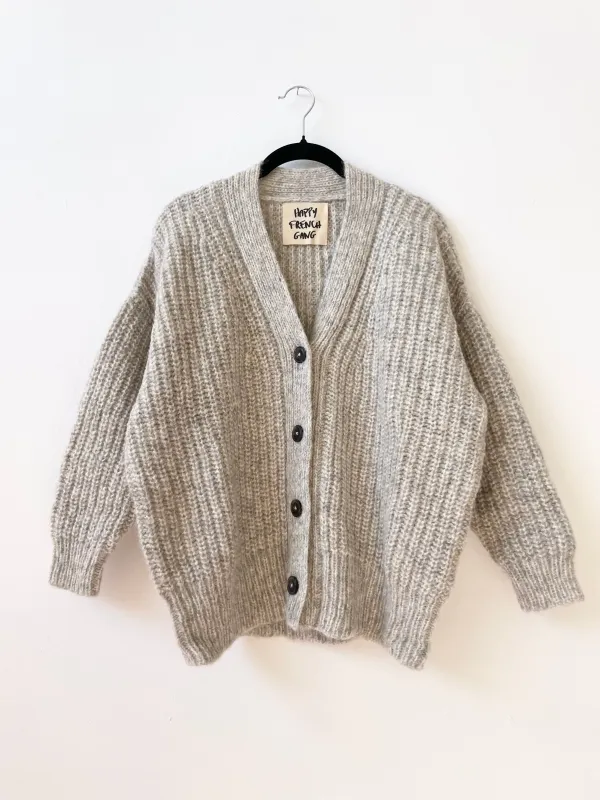 Silver Gaston Cardigan, Undyed Alpaca sold by Happy French Gang