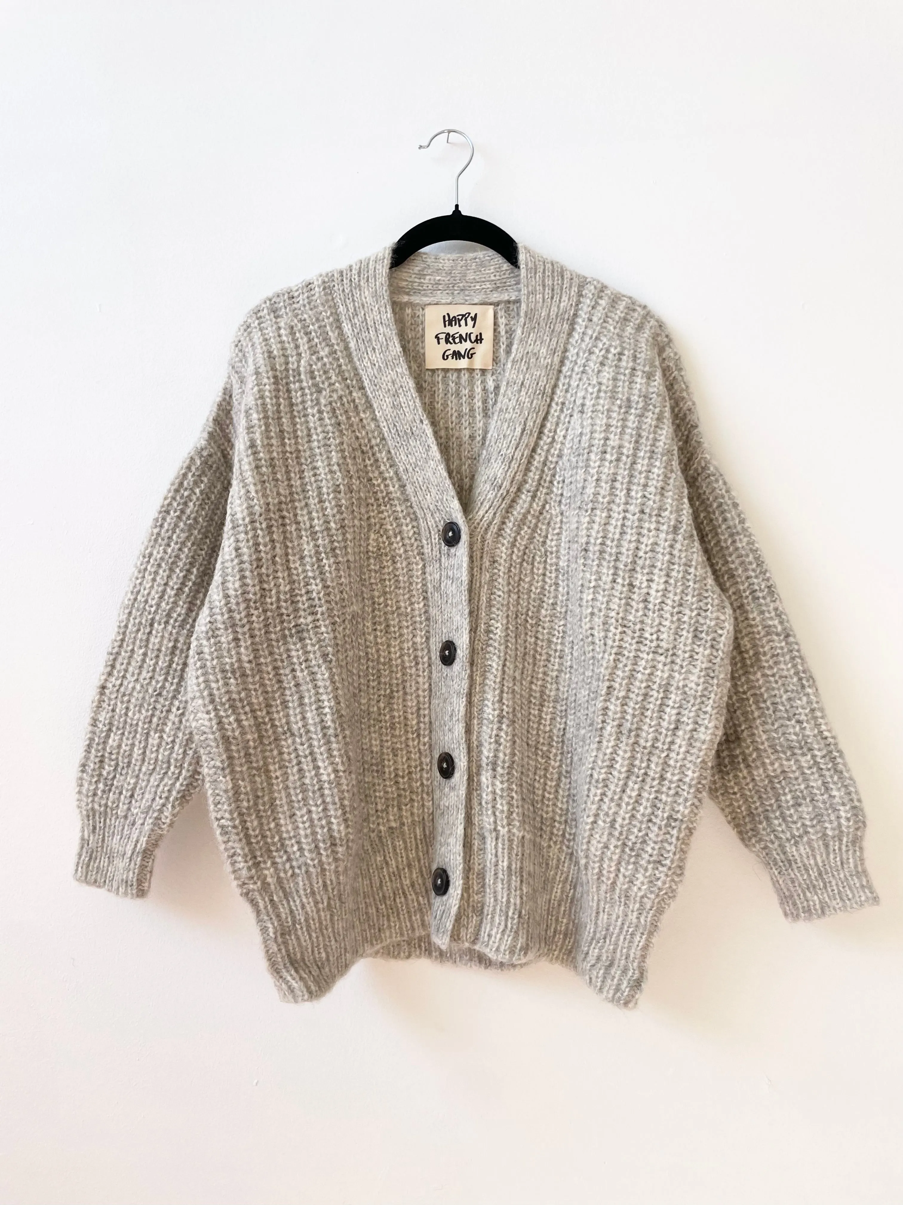 Silver Gaston Cardigan, Undyed Alpaca sold by Happy French Gang