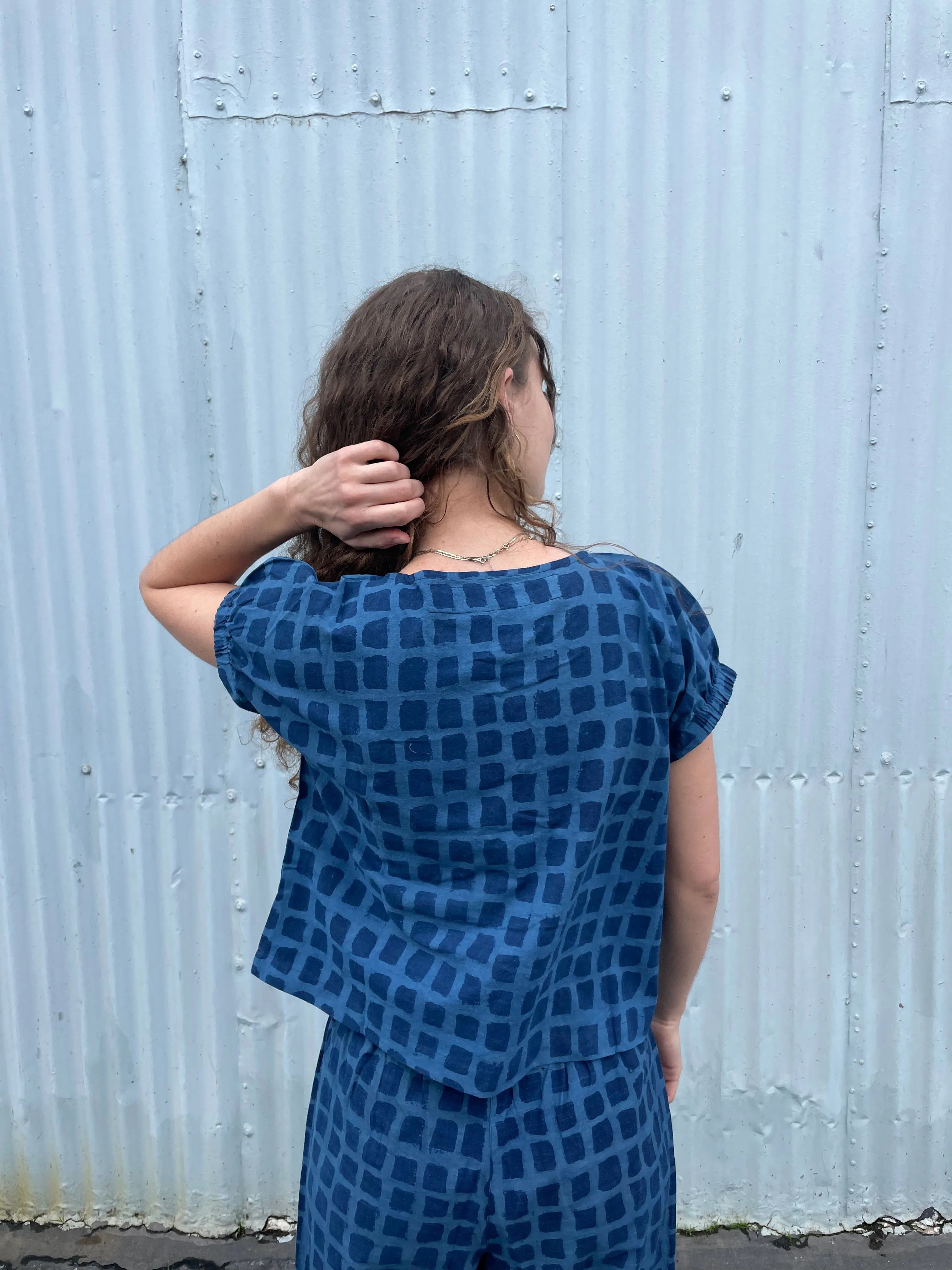 Zélia Top Indigo Big Squares sold by Happy French Gang product image thumbnail 5