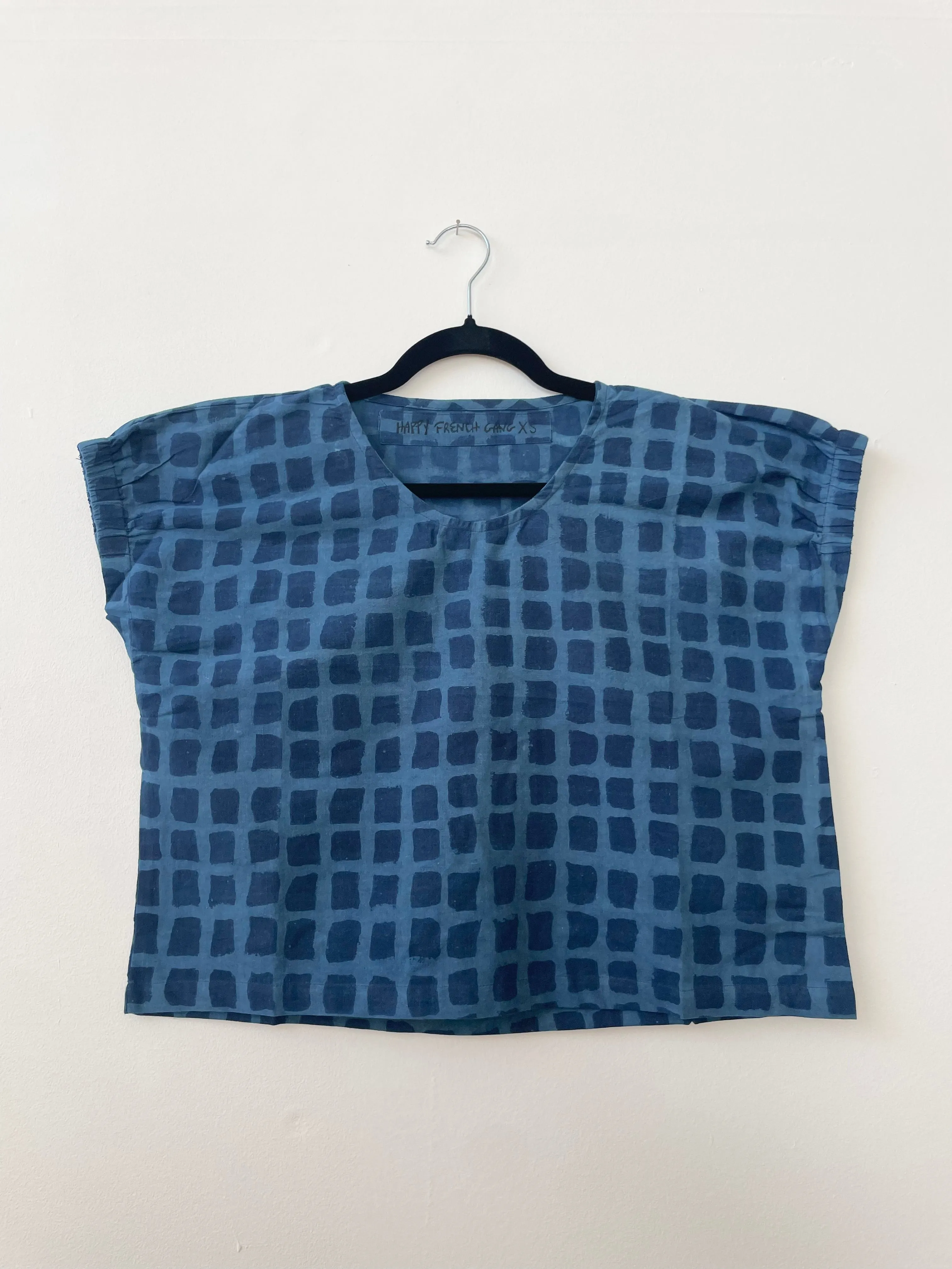 Zélia Top Indigo Big Squares sold by Happy French Gang product image thumbnail 4