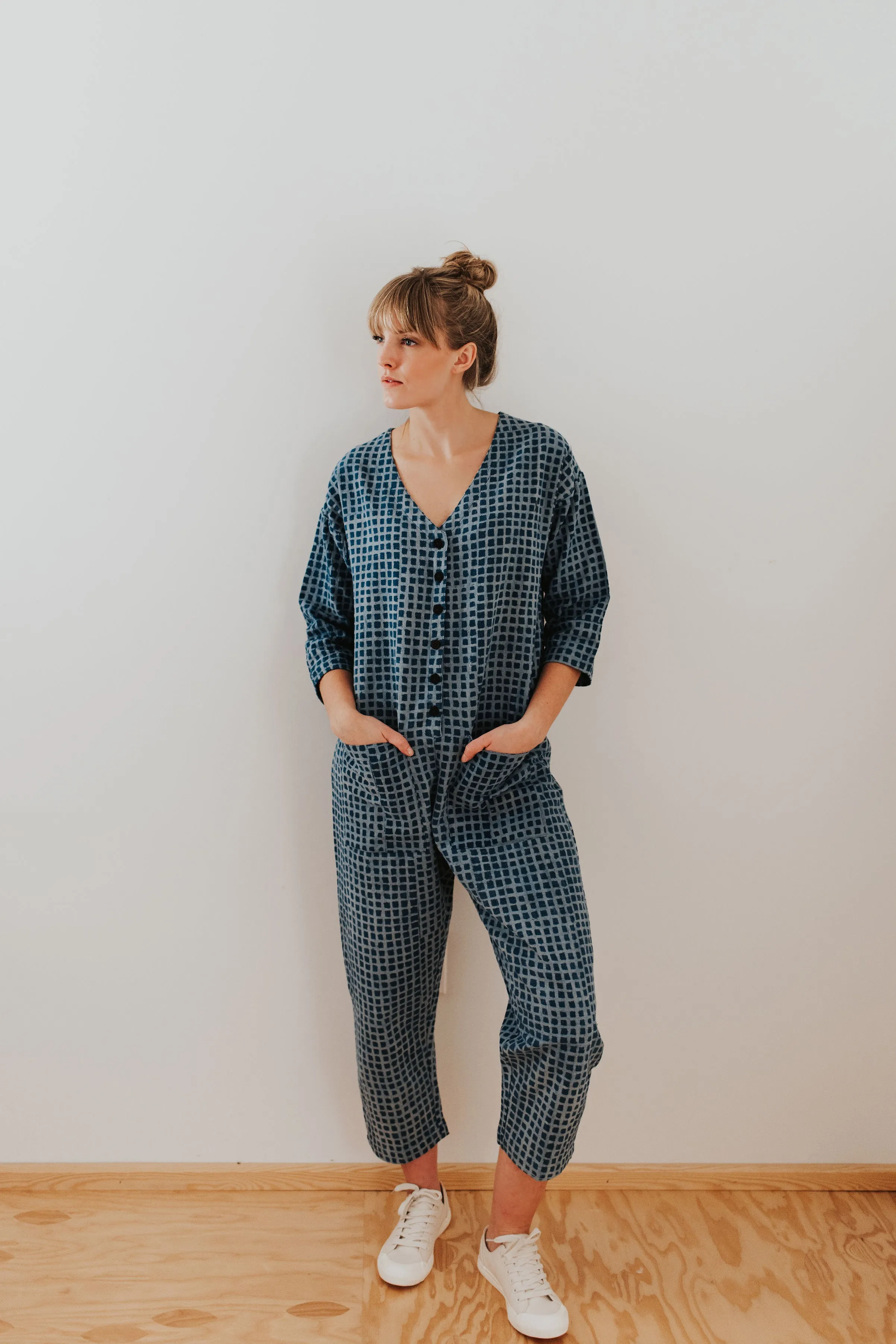 Check Indigo Jumpsuit sold by Happy French Gang product image thumbnail 3