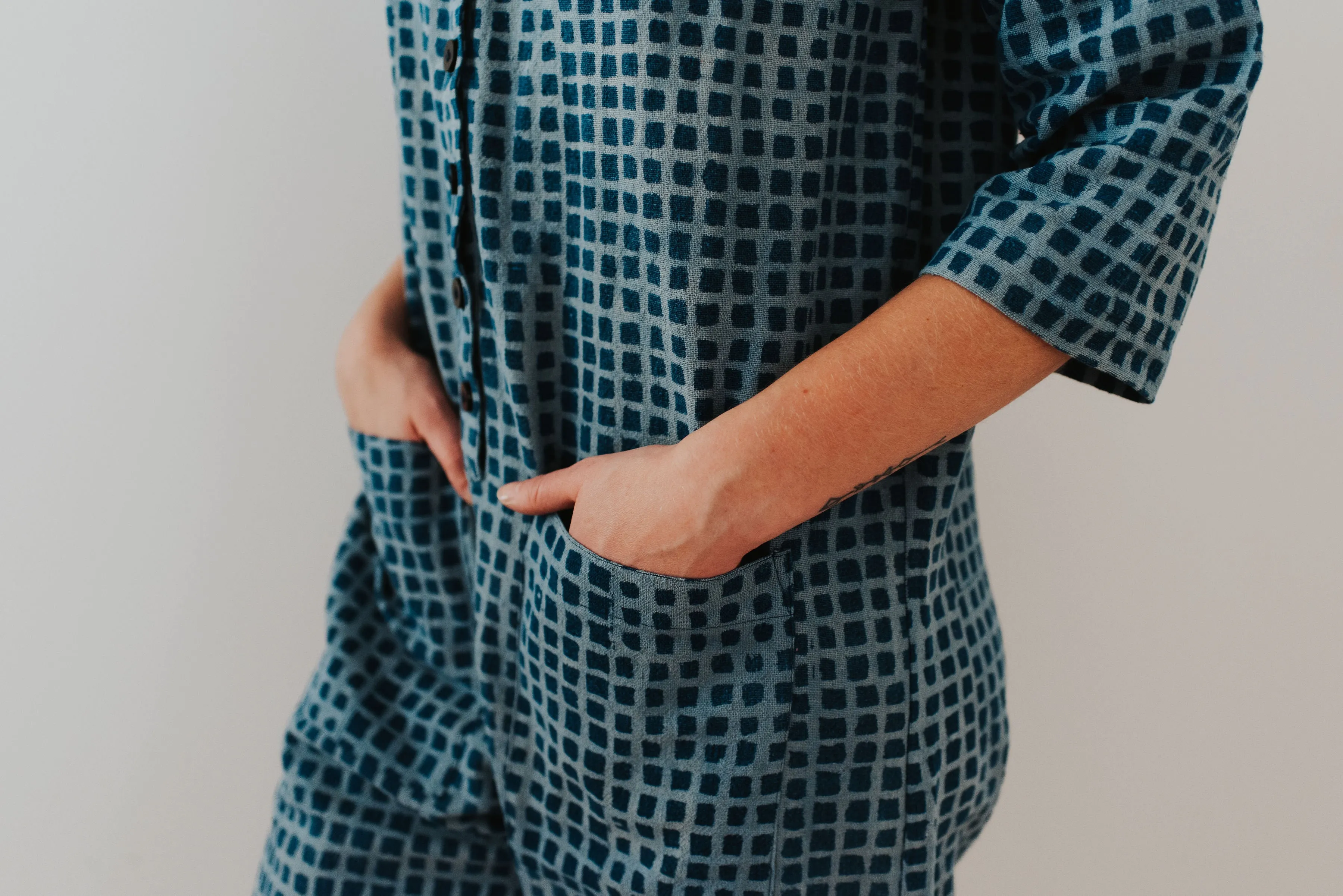 Check Indigo Jumpsuit sold by Happy French Gang product image thumbnail 4