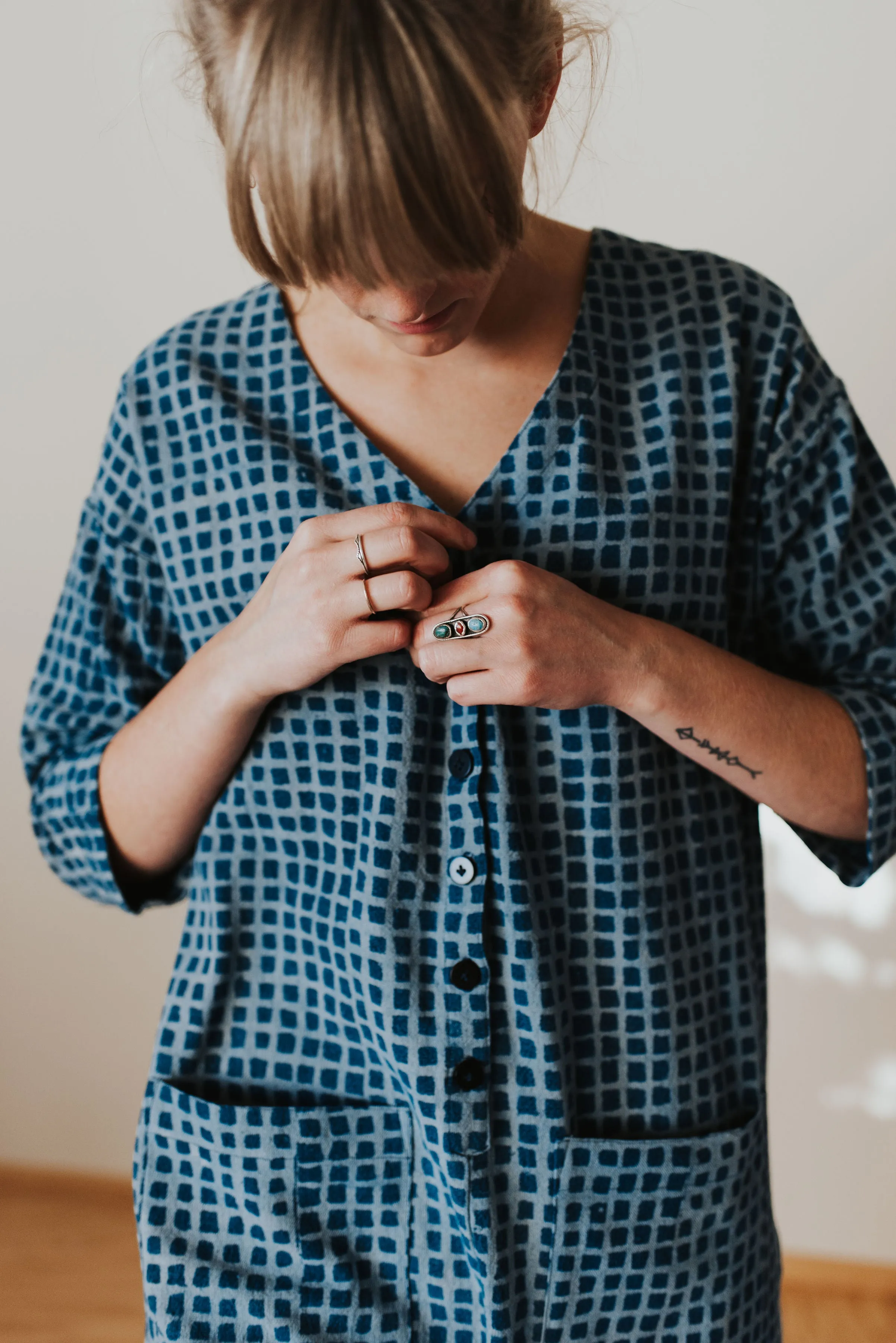 Check Indigo Jumpsuit sold by Happy French Gang