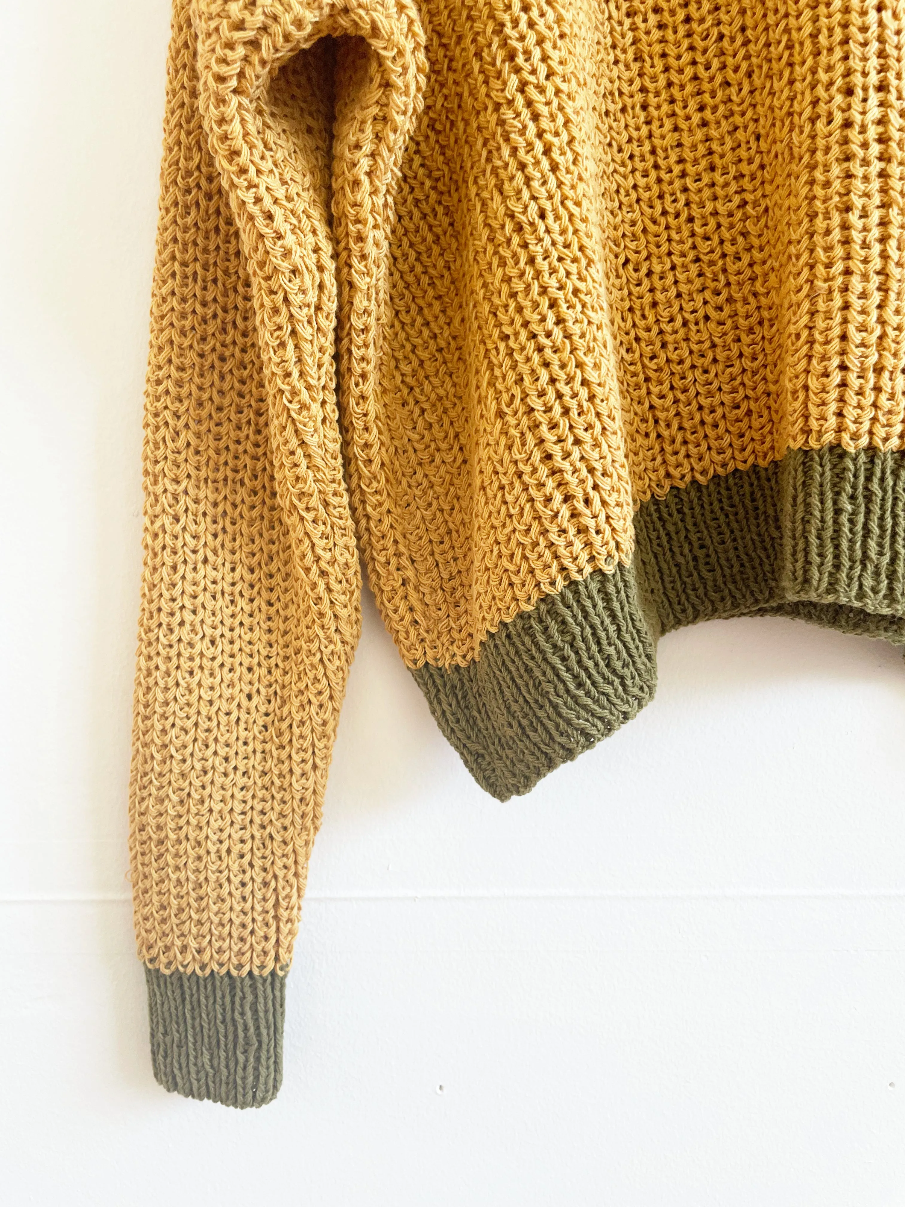 Mustard & Green Chunky Sweater, Hand Knit & Natural Dyes sold by Happy French Gang product image thumbnail 5