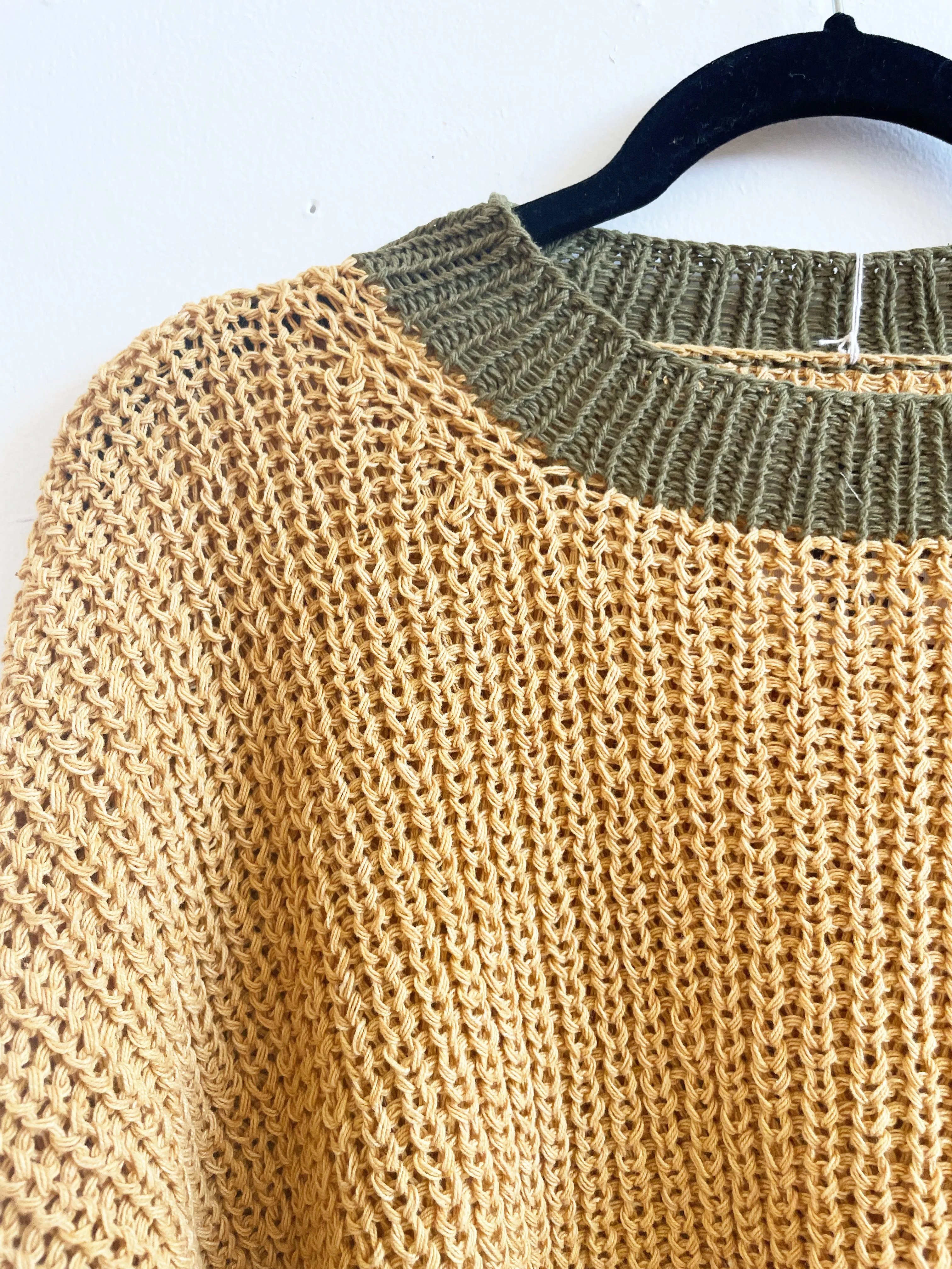 Mustard & Green Chunky Sweater, Hand Knit & Natural Dyes sold by Happy French Gang product image thumbnail 4