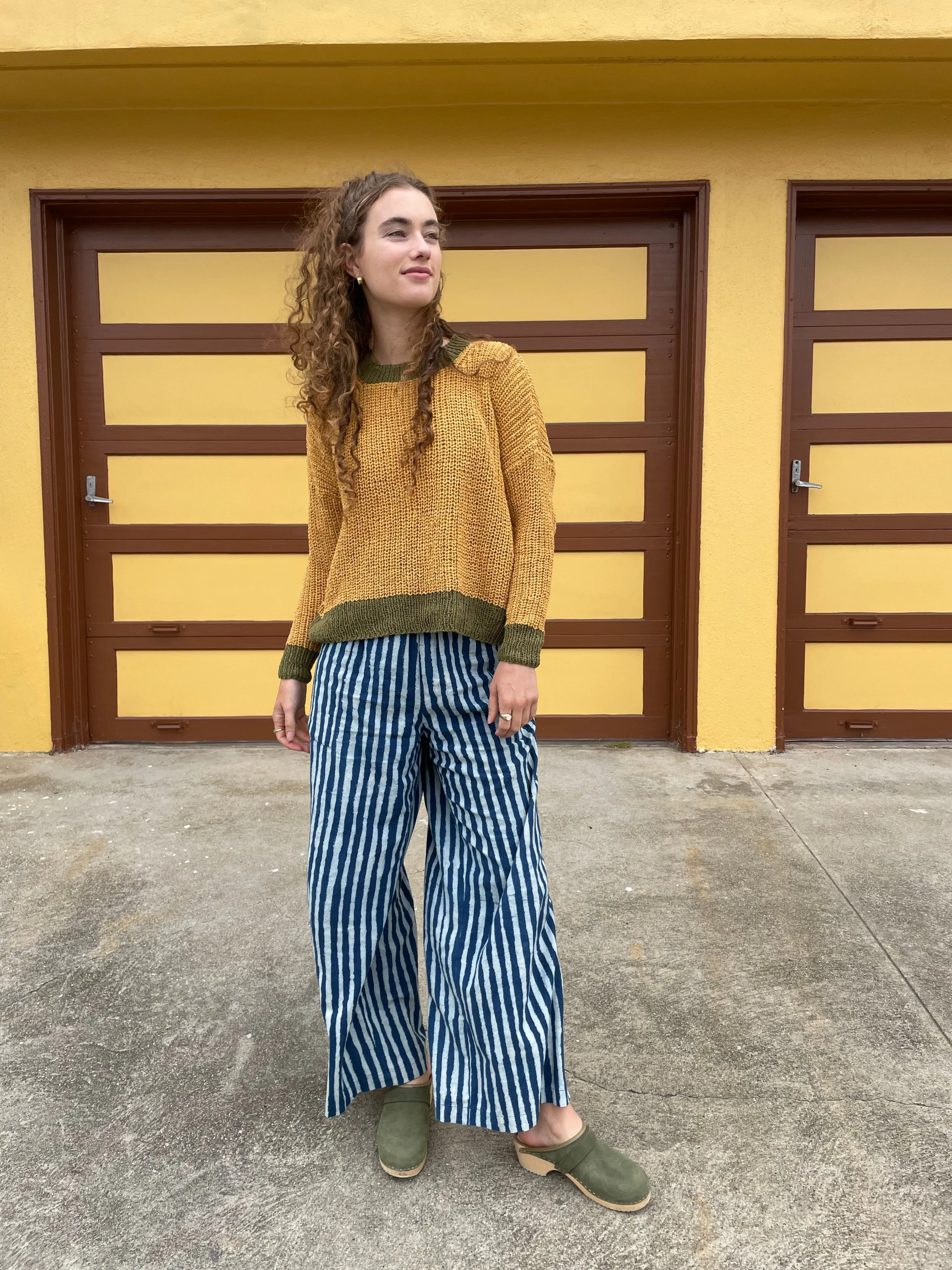 Mustard & Green Chunky Sweater, Hand Knit & Natural Dyes sold by Happy French Gang product image thumbnail 3