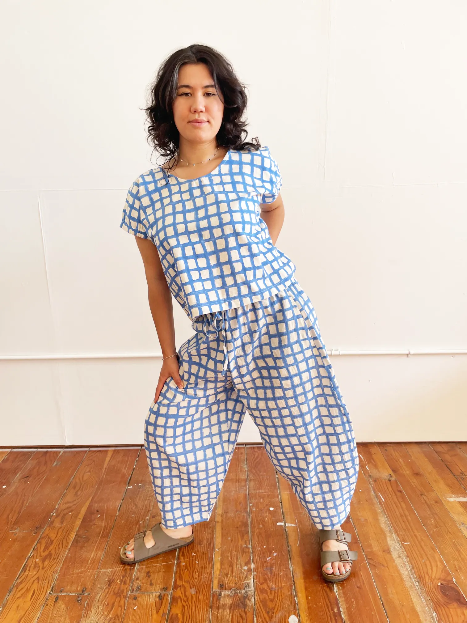 Zélia Top Blue Grid sold by Happy French Gang product image thumbnail 2