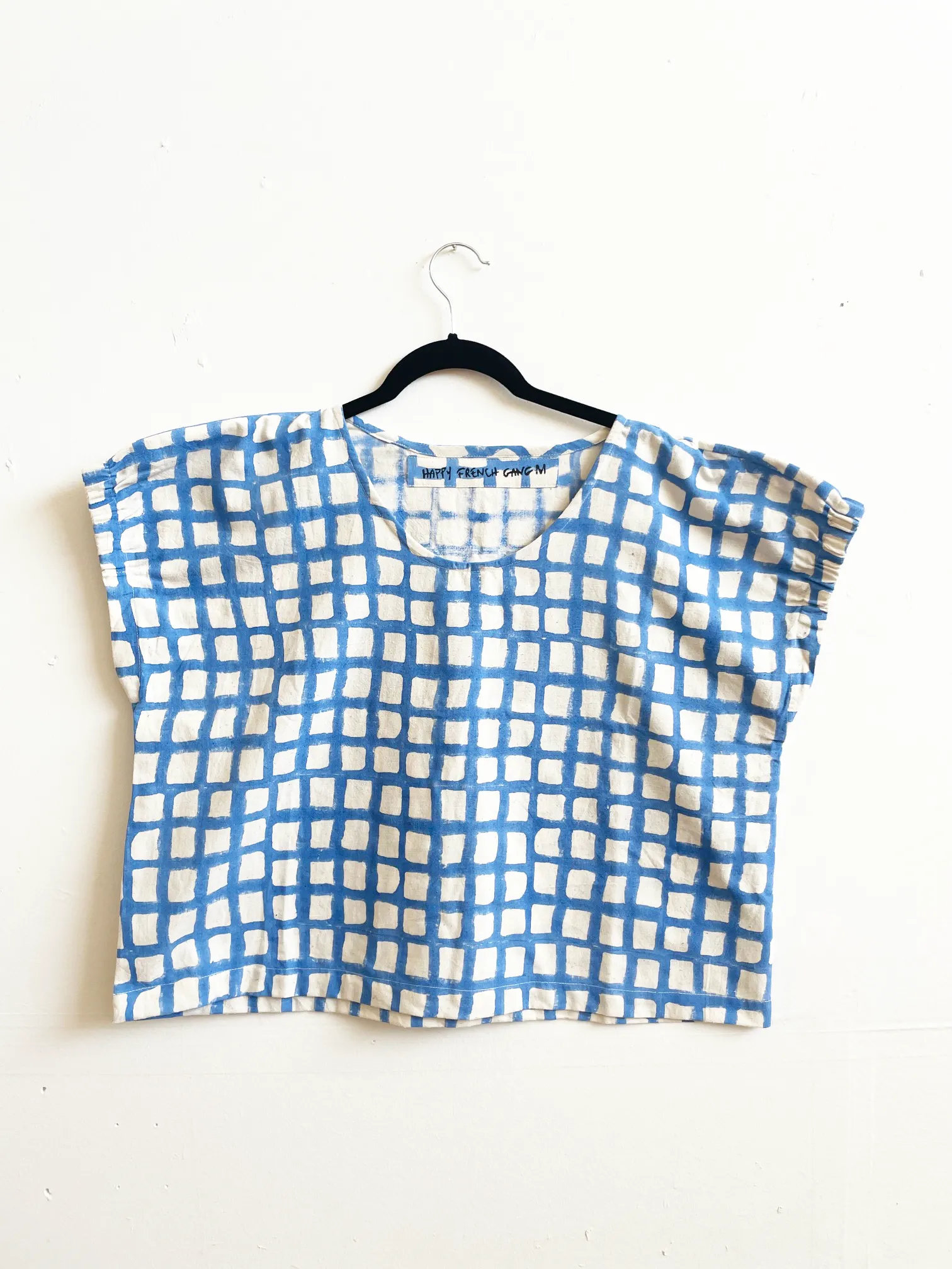 Zélia Top Blue Grid sold by Happy French Gang