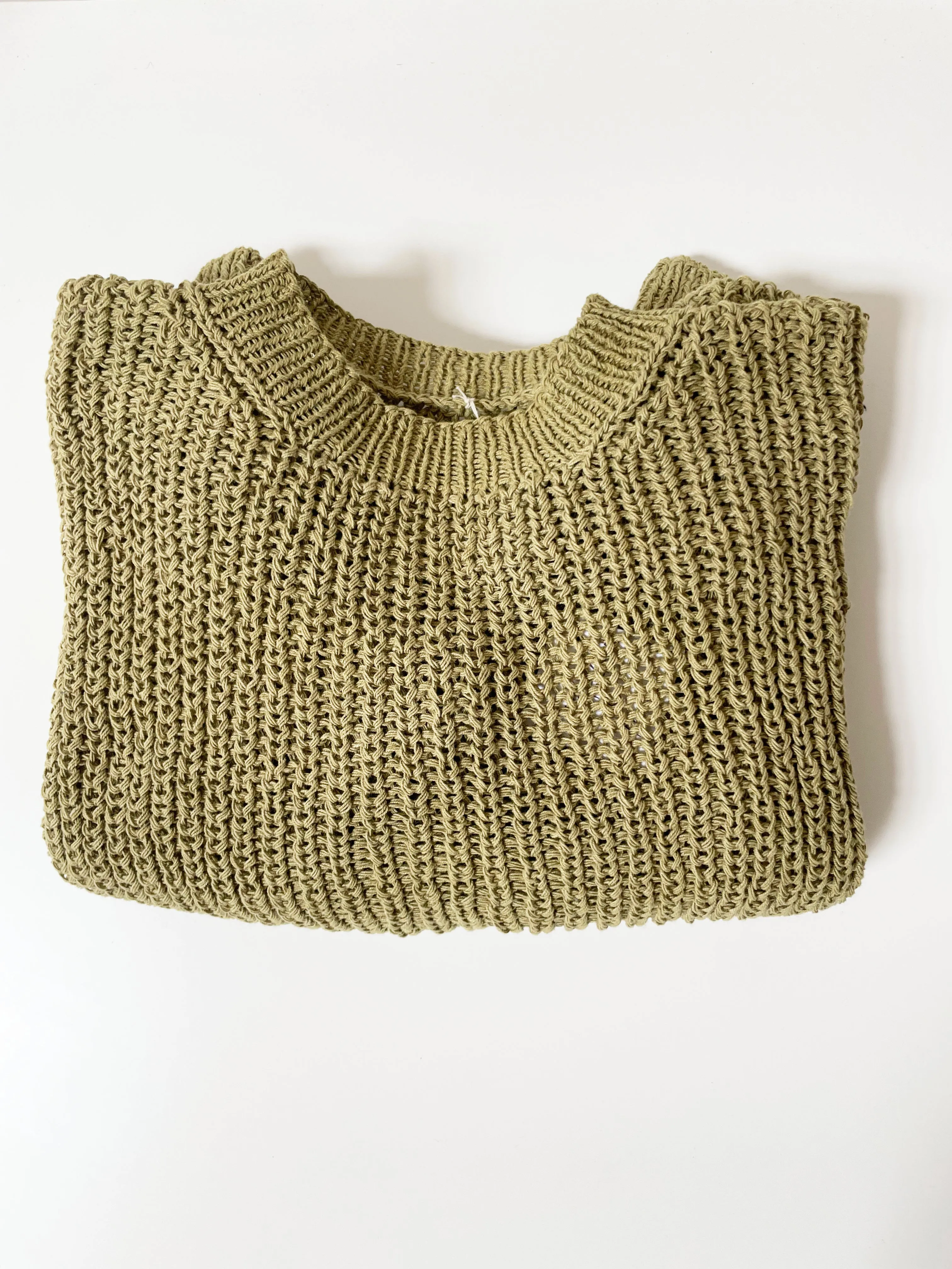 Green Chunky Sweater, Hand Knit & Natural Dyes sold by Happy French Gang product image thumbnail 4