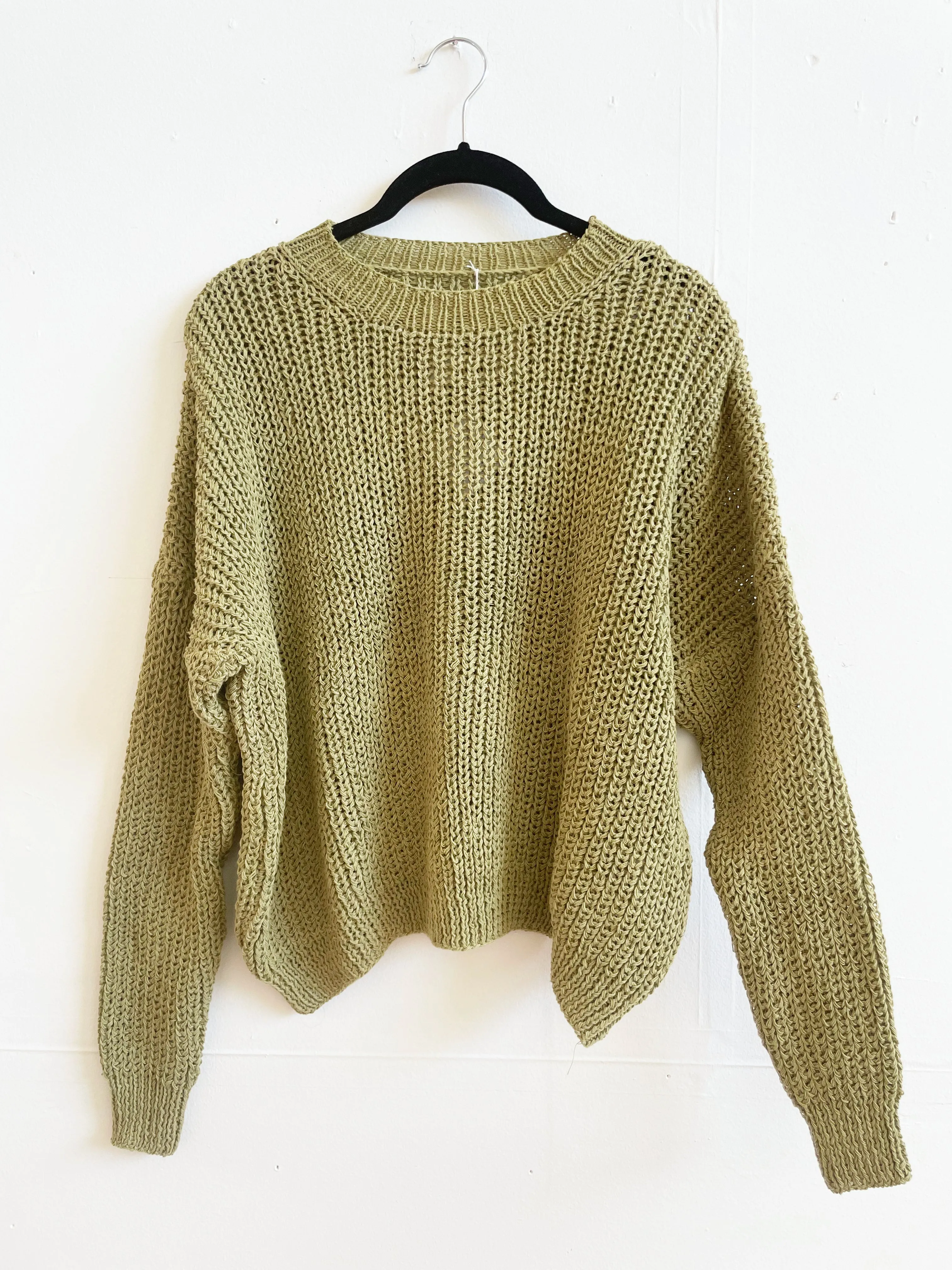 Green Chunky Sweater, Hand Knit & Natural Dyes sold by Happy French Gang product image thumbnail 3