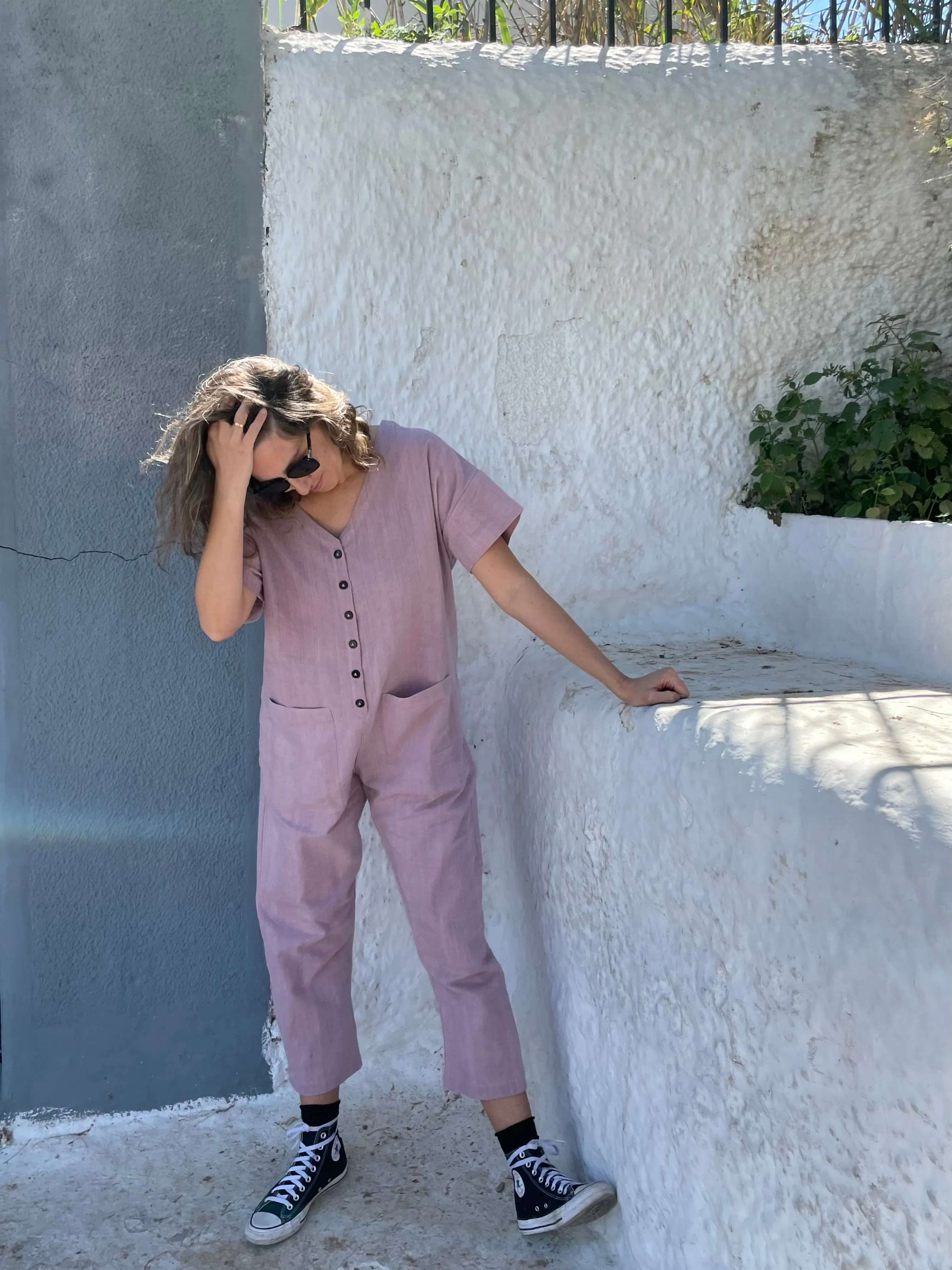 Short Sleeve Light Lavender Jumpsuit sold by Happy French Gang product image thumbnail 3