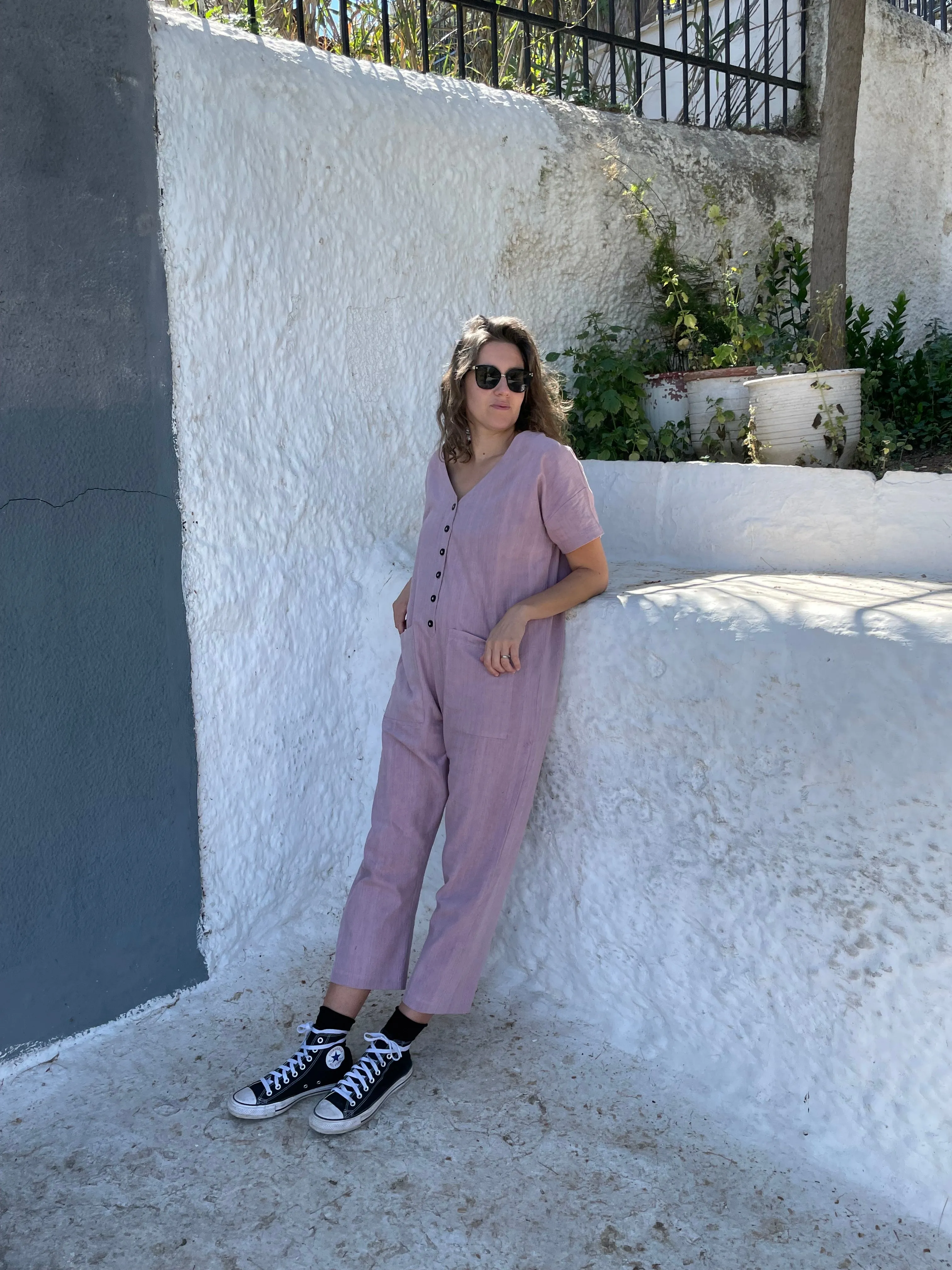 Short Sleeve Light Lavender Jumpsuit sold by Happy French Gang product image thumbnail 4