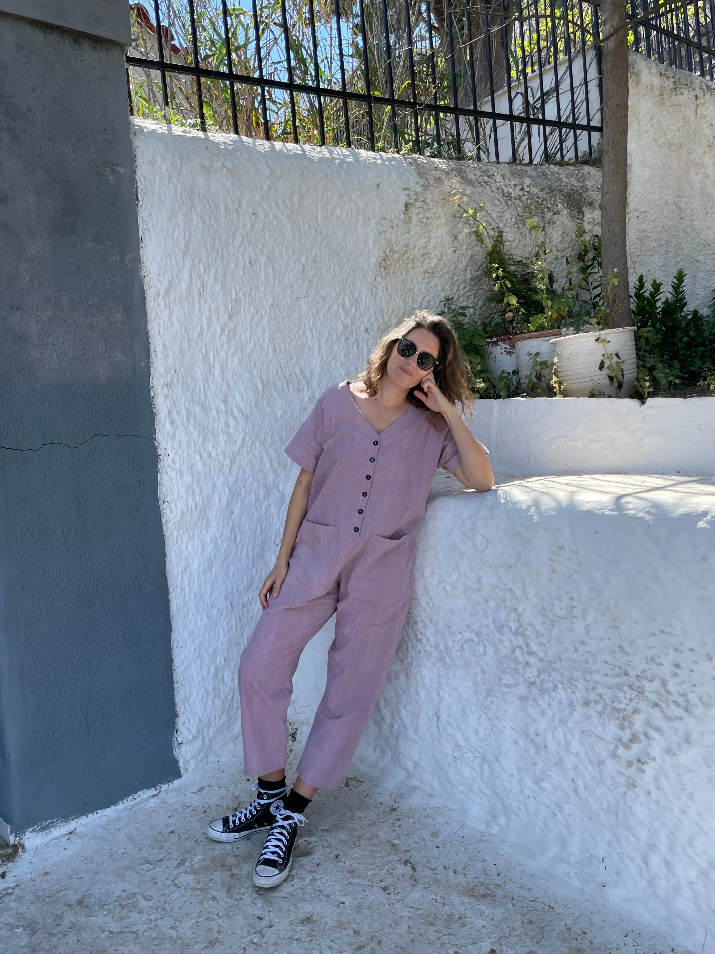 Short Sleeve Light Lavender Jumpsuit sold by Happy French Gang product image thumbnail 5