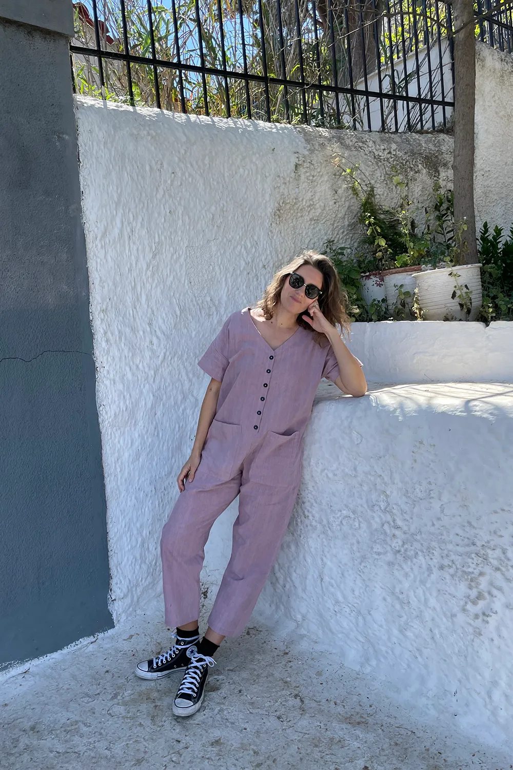 Short Sleeve Light Lavender Jumpsuit sold by Happy French Gang product image thumbnail 2
