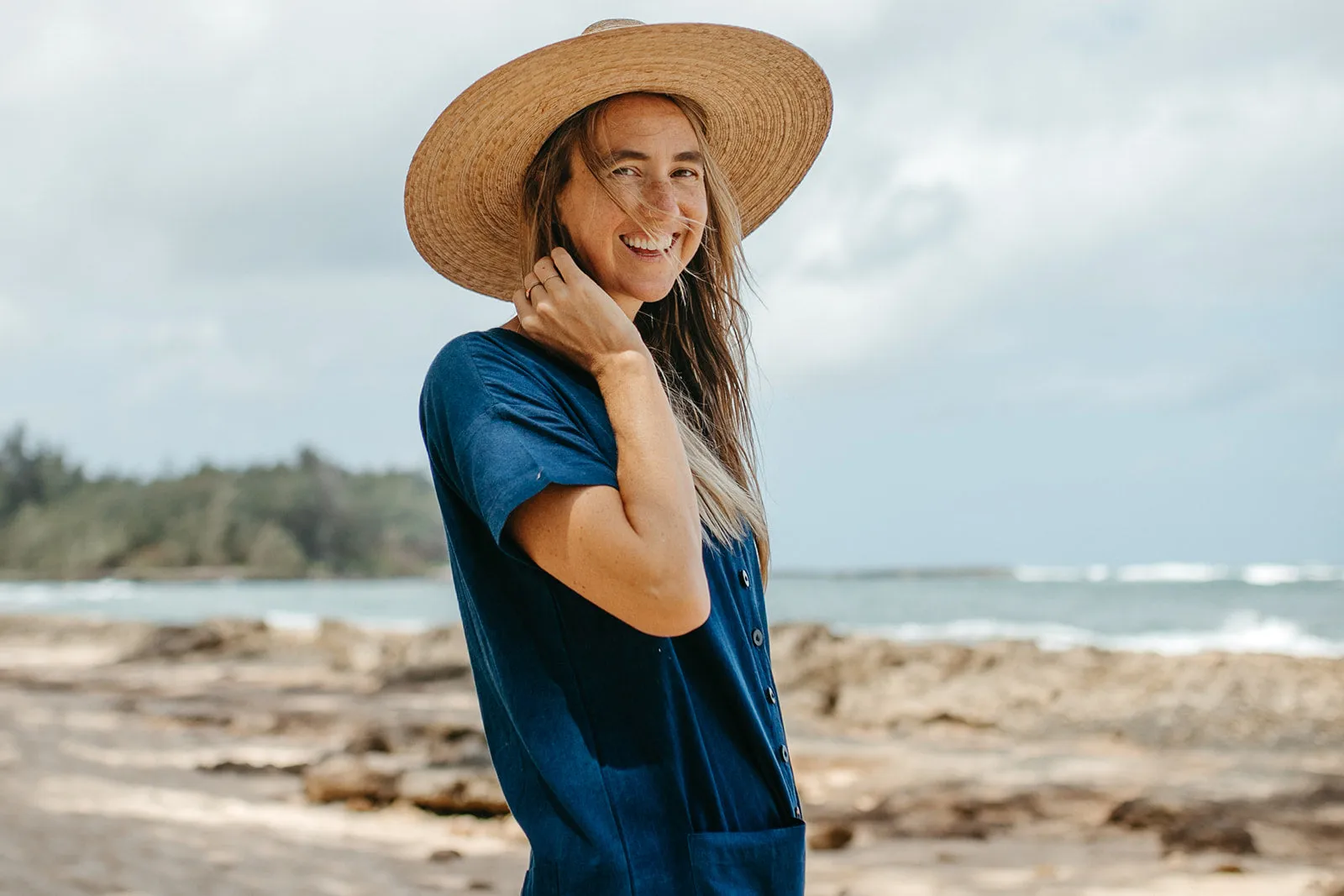 Short Sleeve Light Indigo Jumpsuit sold by Happy French Gang product image thumbnail 2