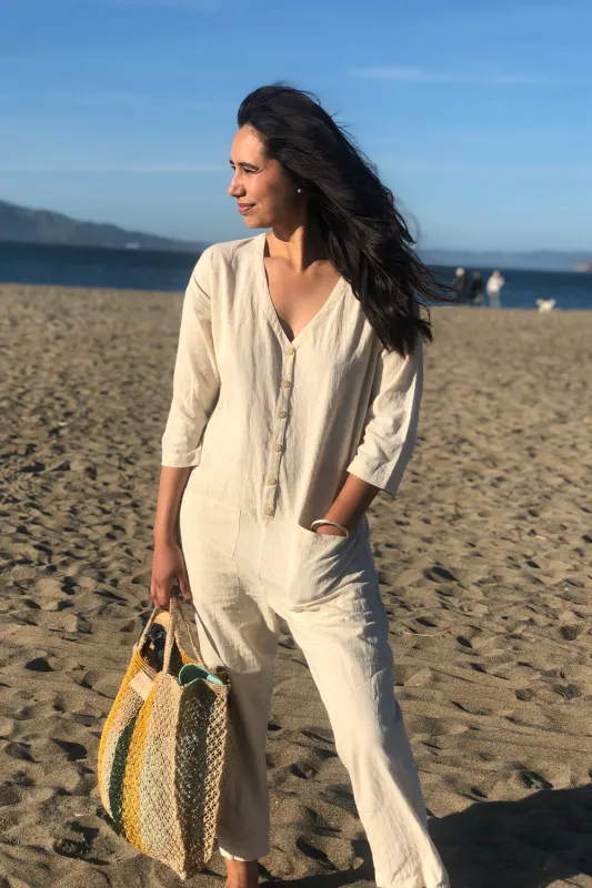 White Extra Light Jumpsuit sold by Happy French Gang