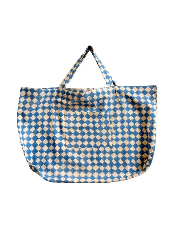 Weekend Tote Bag - Blue Losange made by Happy French Gang