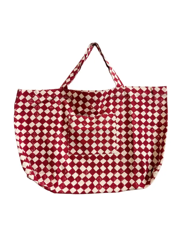 Weekend Tote Bag - Madder Losange made by Happy French Gang
