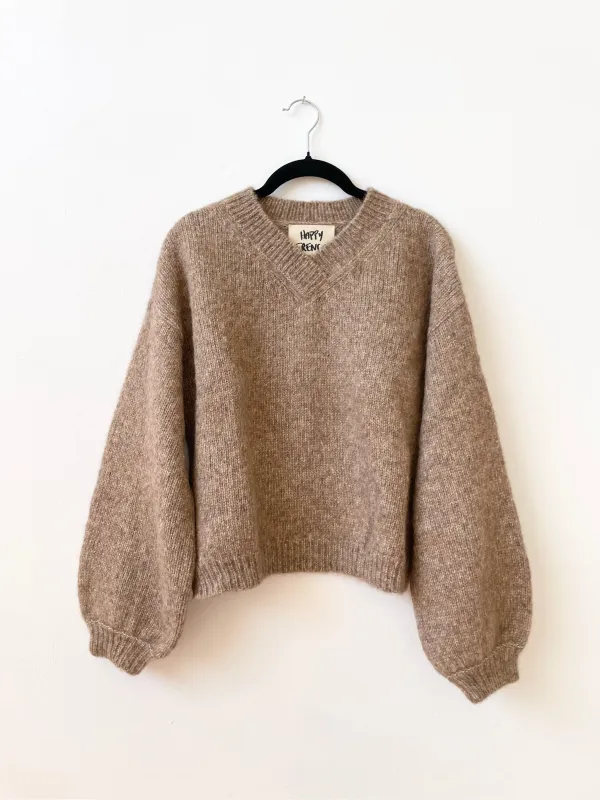 Hand-loomed Camel Félix Sweater, Undyed Alpaca made by Happy French Gang