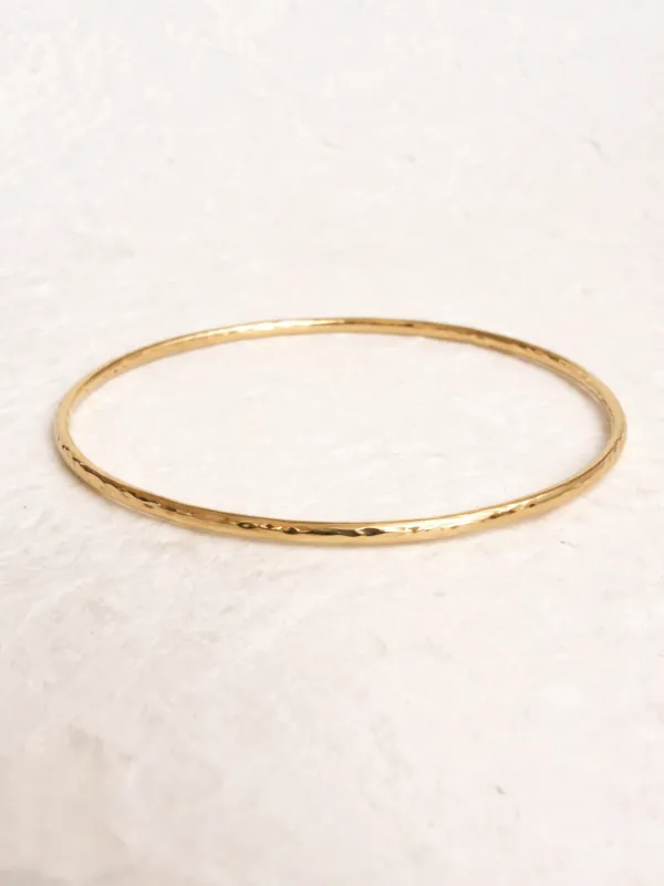 Hammered Signature Bangle 1.5 - The Promise - 14K Gold made by Happy French Gang