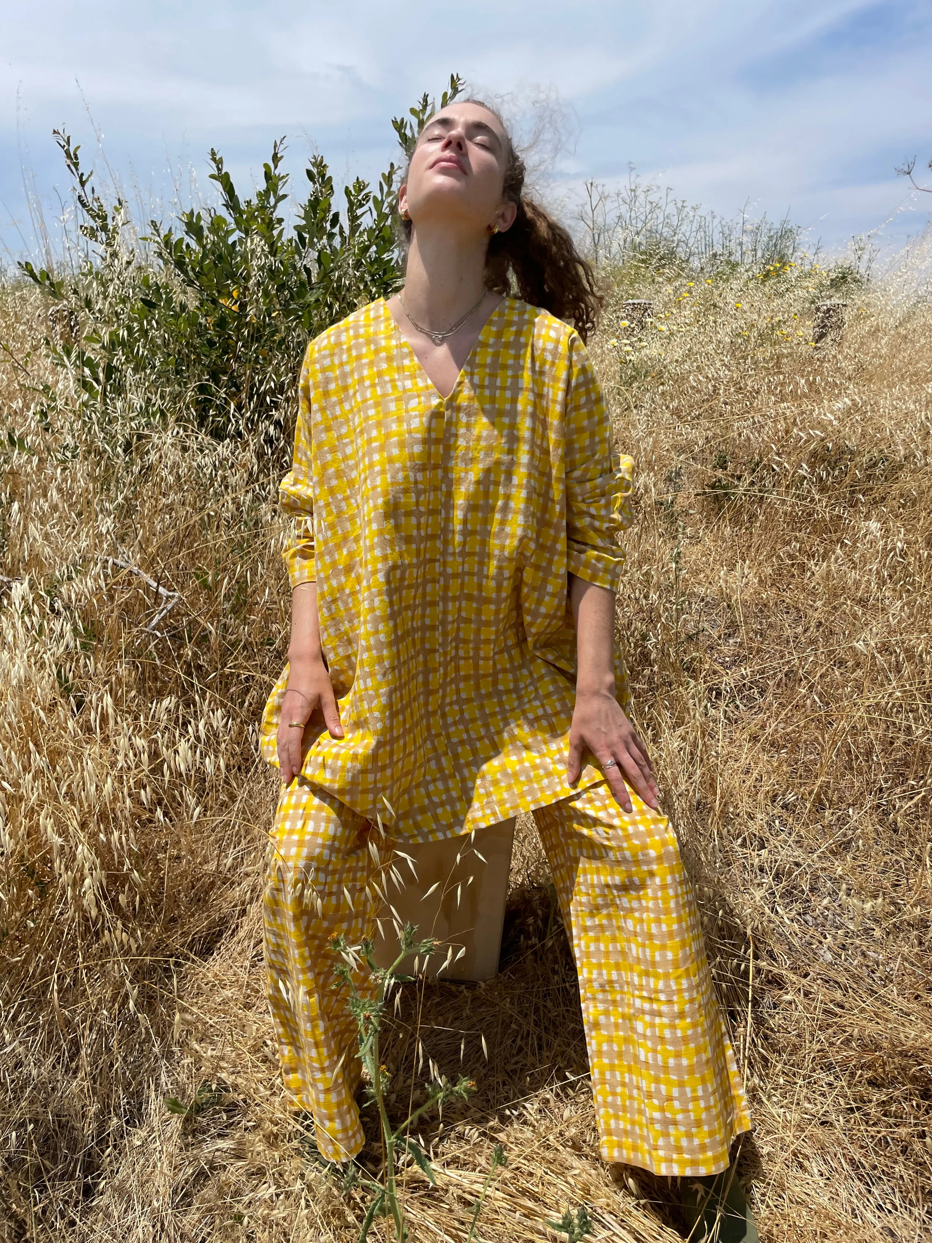 Dress Camel & Yellow Grid sold by Happy French Gang product image thumbnail 5
