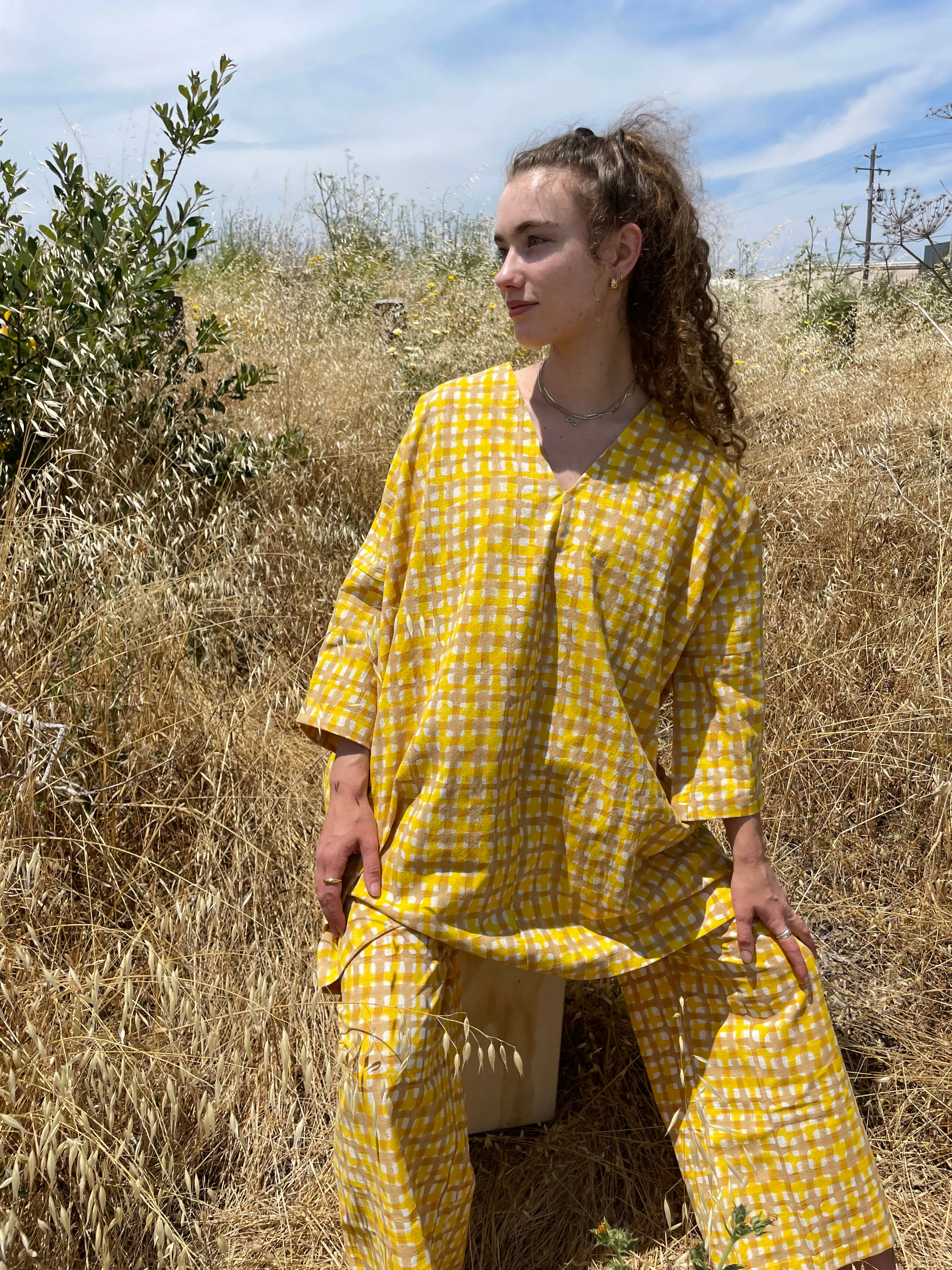 Dress Camel & Yellow Grid sold by Happy French Gang product image thumbnail 2