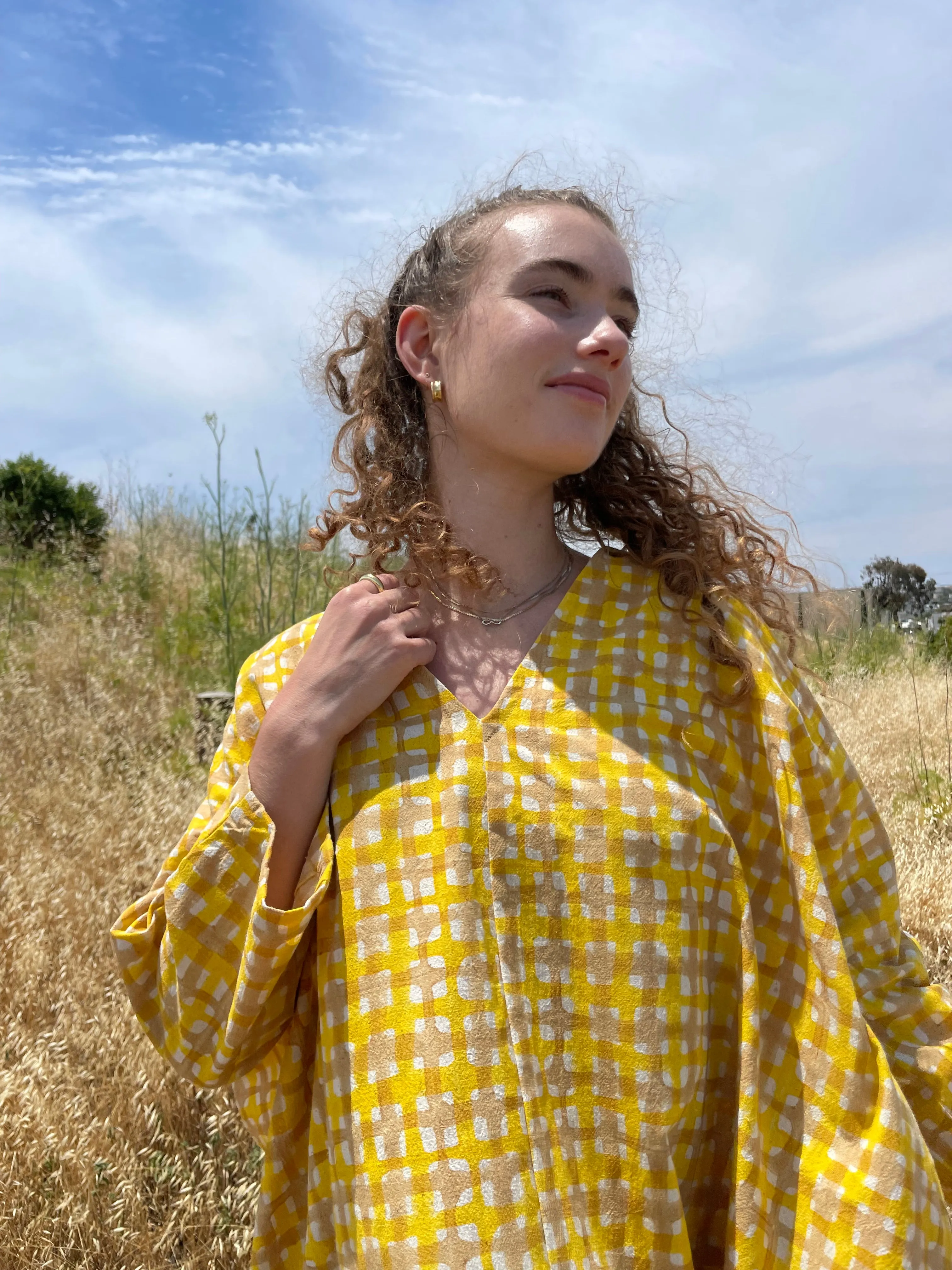 Dress Camel & Yellow Grid sold by Happy French Gang product image thumbnail 4