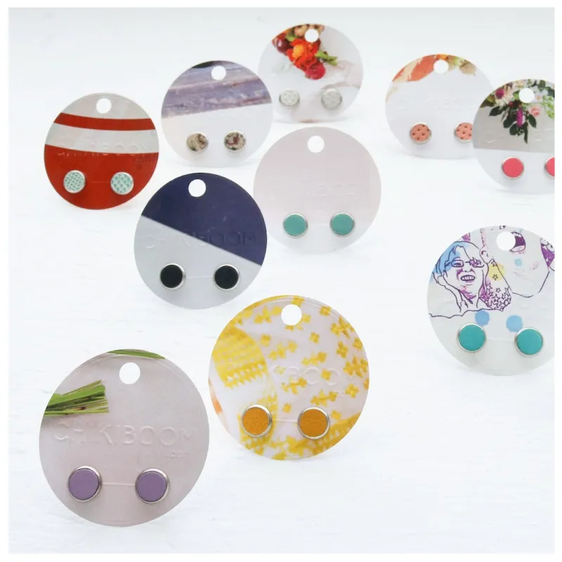 Recycled leather earrings made by Cokluch