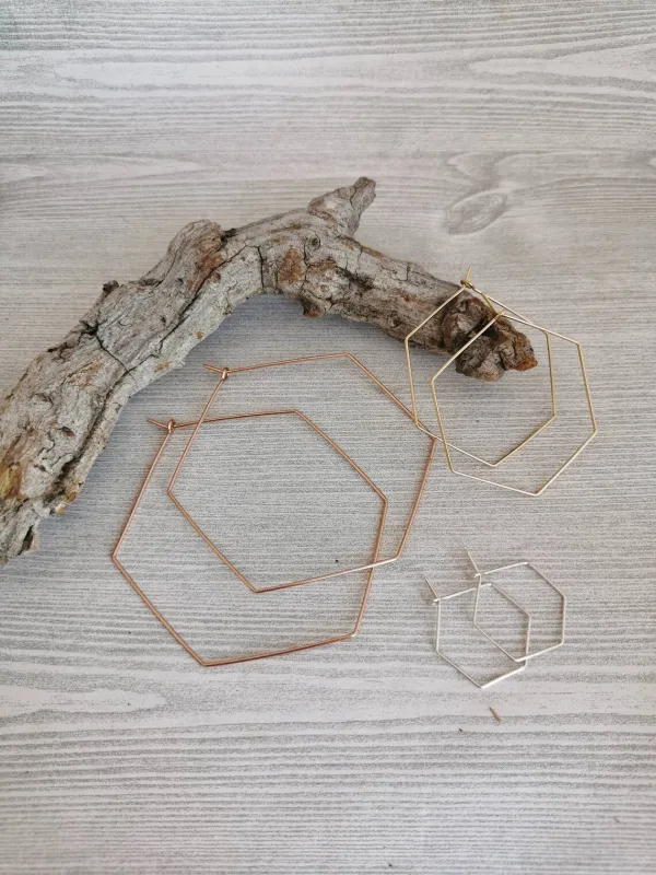 SWAN HEXAGON - Geometric Hoop Earrings sold by Cokluch