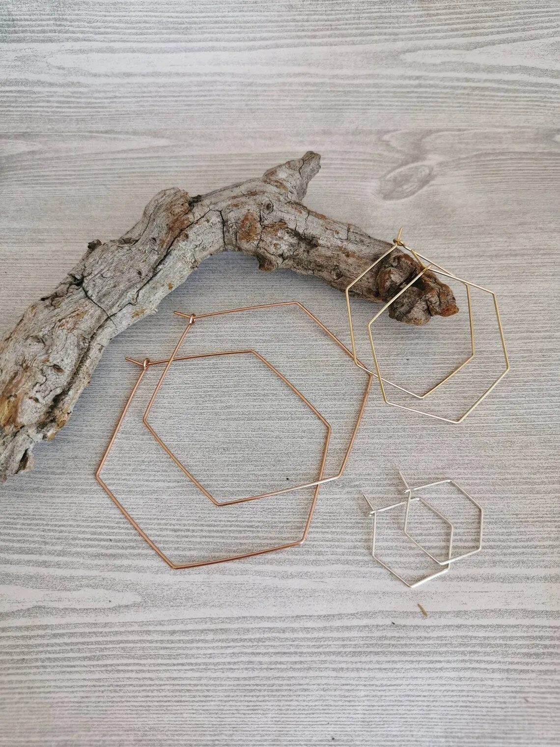 SWAN HEXAGON - Geometric Hoop Earrings sold by Cokluch