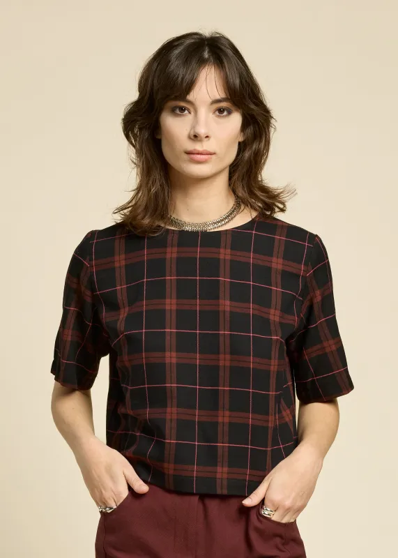 SOUL LOVE Top - Burgundy Plaid sold by Cokluch