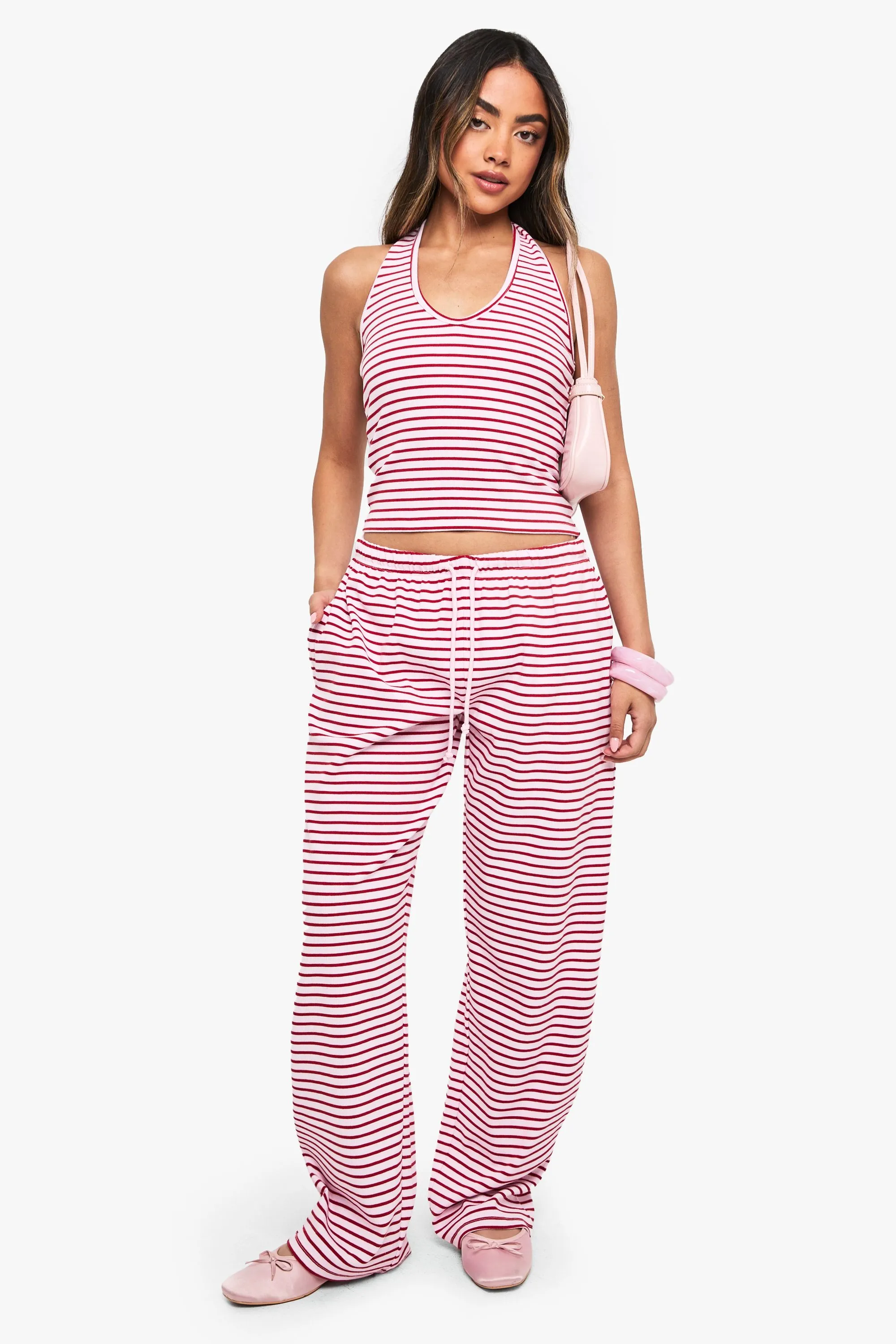 Stripe Rib Halterneck Top sold by Boohoo product image thumbnail 3