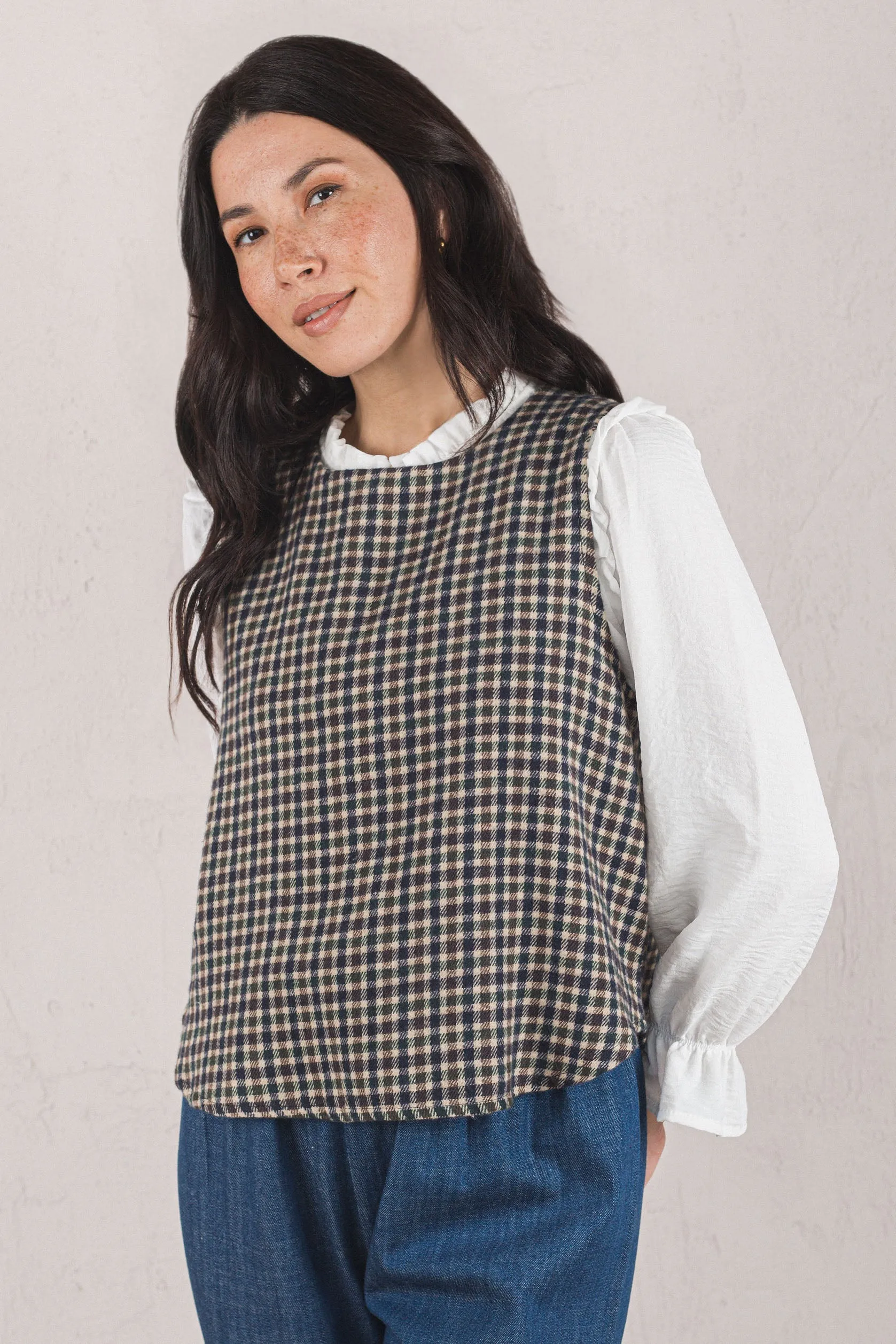 VICTORIA VEST // BLUE PLAID sold by La comet