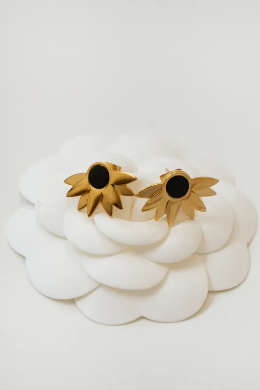 SEMI FLOWER EARRINGS // BLACK made by La comet