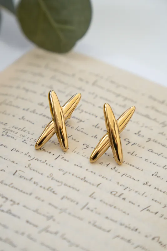X EARRINGS // GOLD made by La comet