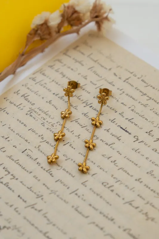 DANGLING FLOWER EARRINGS // GOLD made by La comet