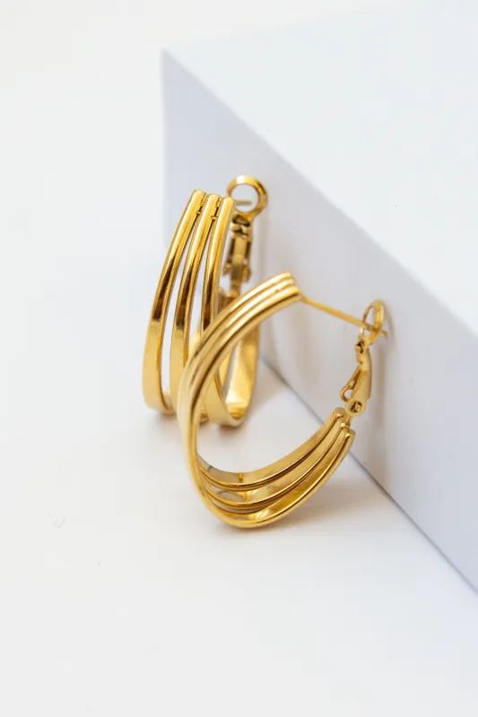 TRIPLE OVAL HOOP EARRINGS made by La comet