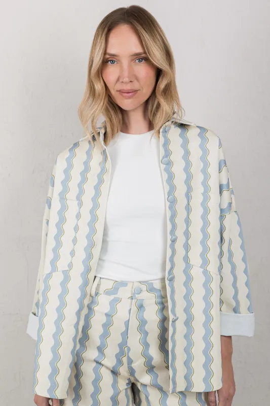CELIA WAVES SKY BLUE JACKET made by La comet