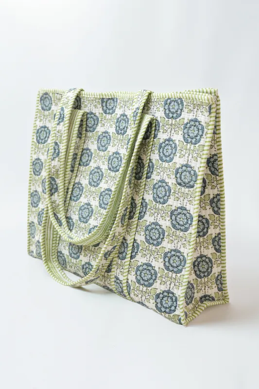ETHNIC TOTE BAG // BLUE FLOWERS  made by La comet