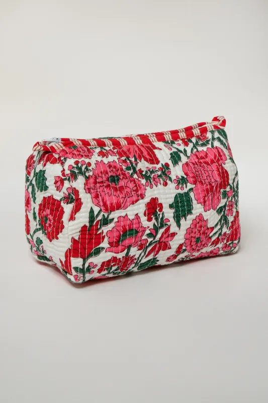 MEDIUM RED FLOWERS TOILETRY BAG made by La comet