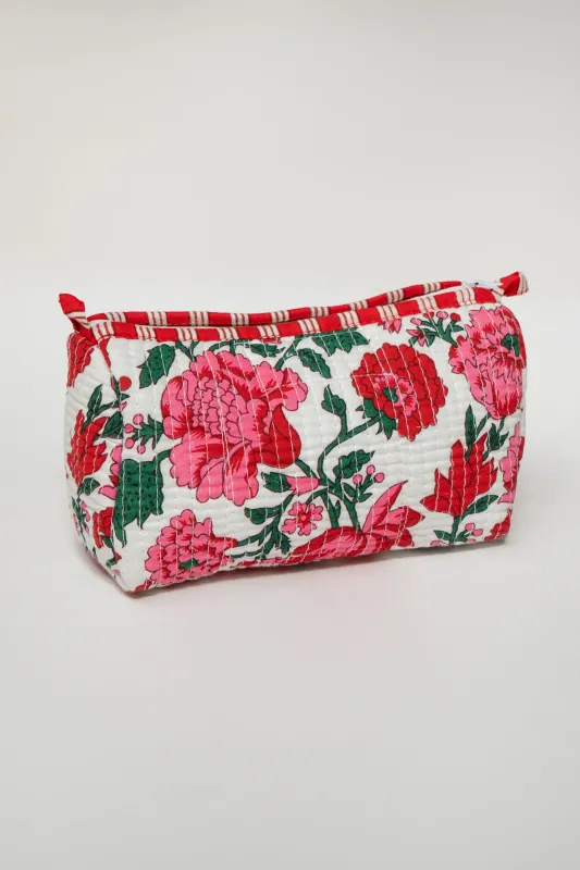 LARGE RED FLORAL TOILETRY BAG made by La comet