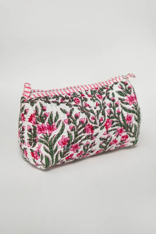 LARGE PINK FLOWERS TOILETRY BAG made by La comet
