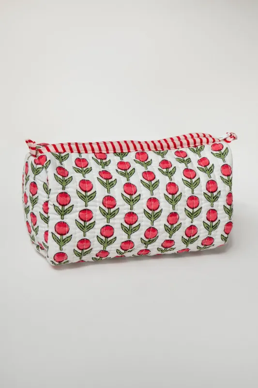 LARGE TOILETRY BAG // RED MINI FLOWERS made by La comet