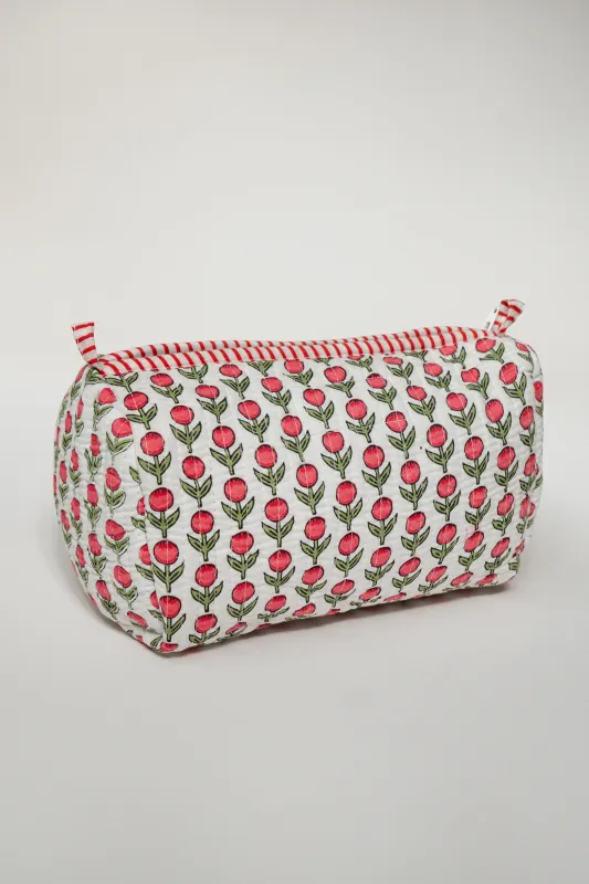 SMALL TOILETRY BAG // RED MINI FLOWERS made by La comet