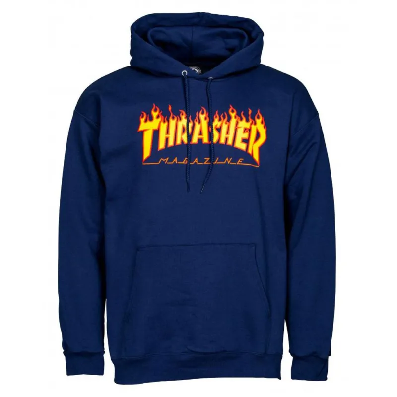 Thrasher Flame Logo Hoodie - Navy sold by Source Skate Co.