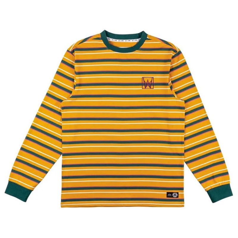 Welcome Icon Stripe Long Sleeve T-Shirt - Gold/Teal/Rose sold by Source Skate Co.
