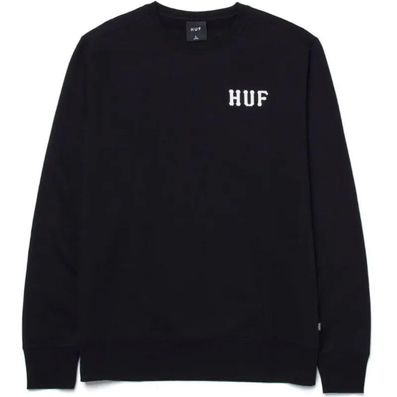 Huf Essentials Classic H Crew - Black sold by Source Skate Co.
