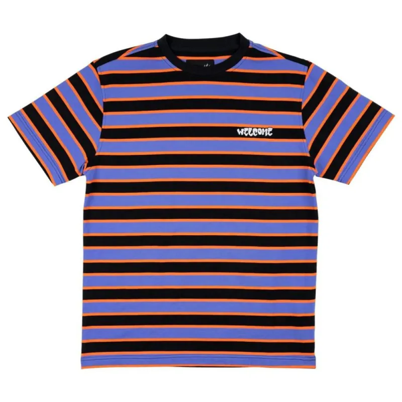 Welcome Cooper Stripe Knit T-Shirt - Baja Blue sold by Source Skate Co.